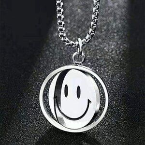 Smiley Face Spinner Necklace - Ins Street Style Hip-Hop Pendant for Men & Women